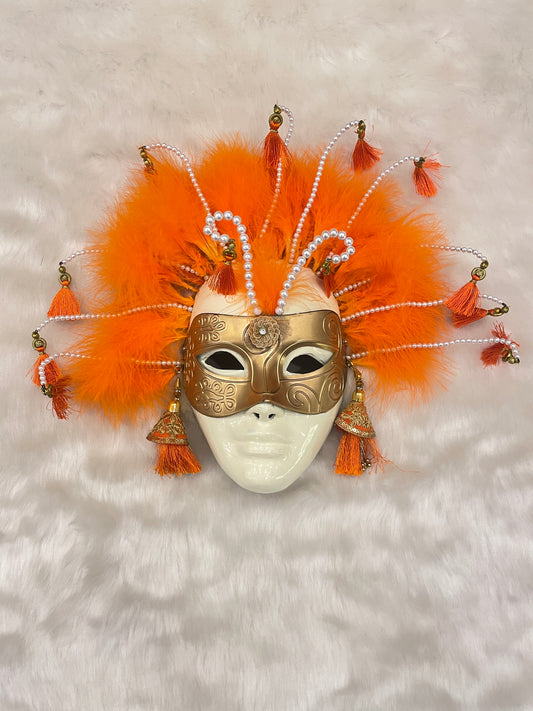 Venetian Party mask in Vibrant Orange - Wall decor