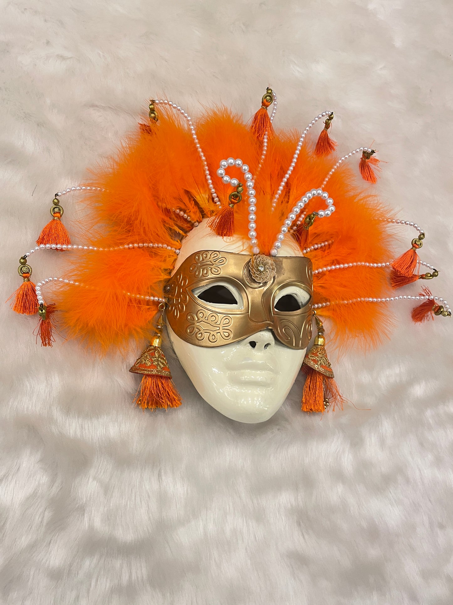 Venetian Party mask in Vibrant Orange - Wall decor