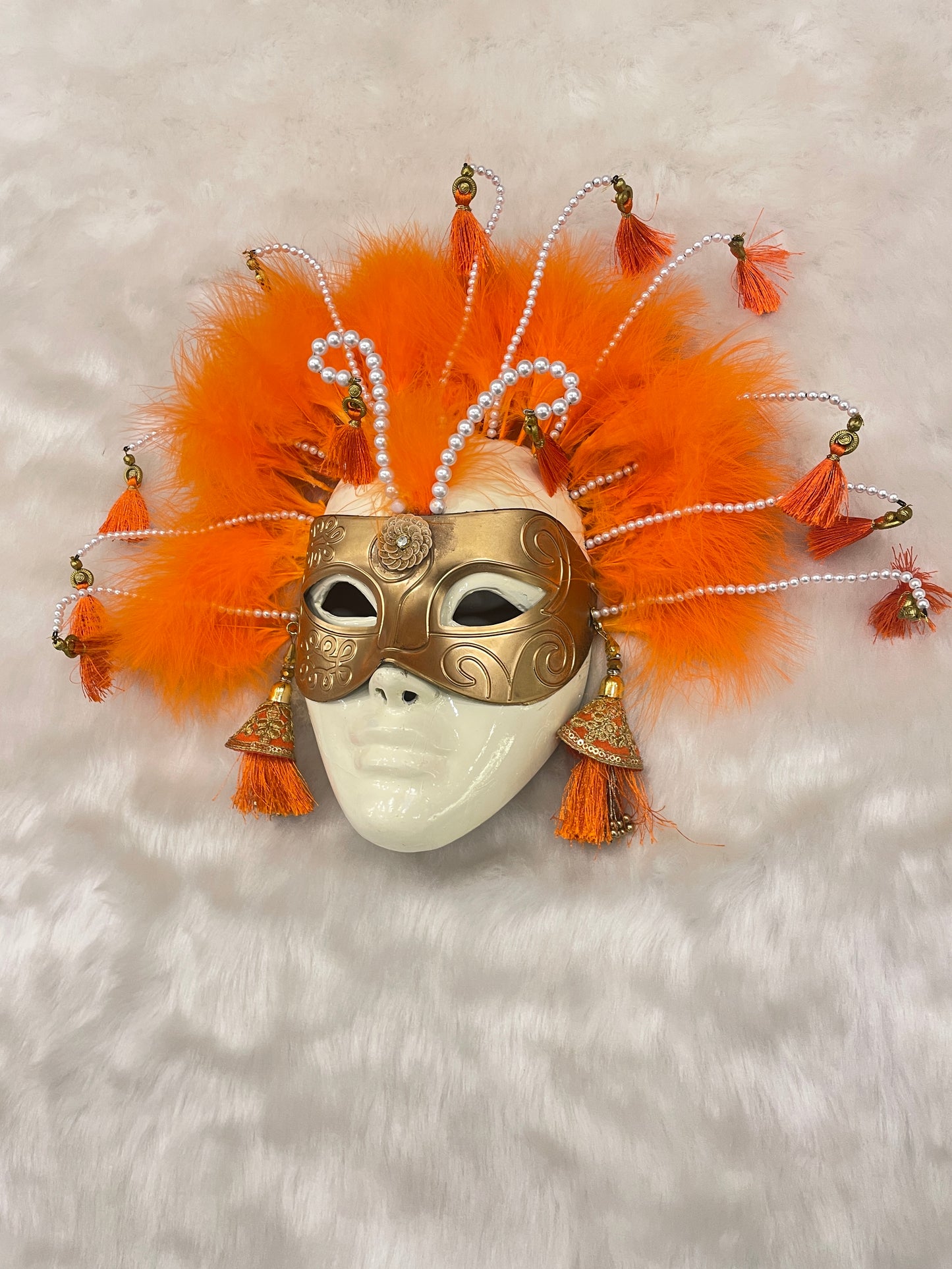 Venetian Party mask in Vibrant Orange - Wall decor