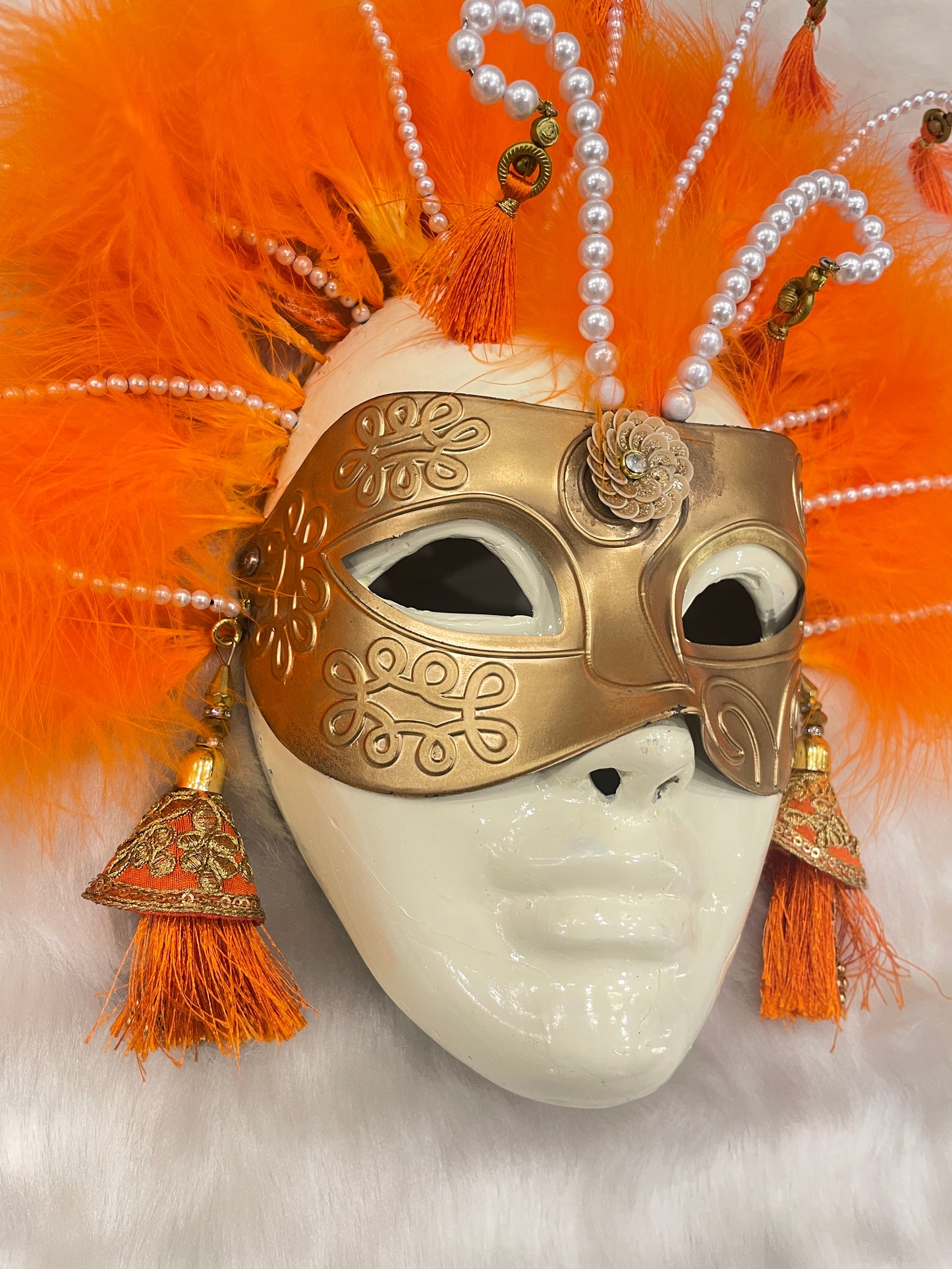 Venetian Party mask in Vibrant Orange - Wall decor