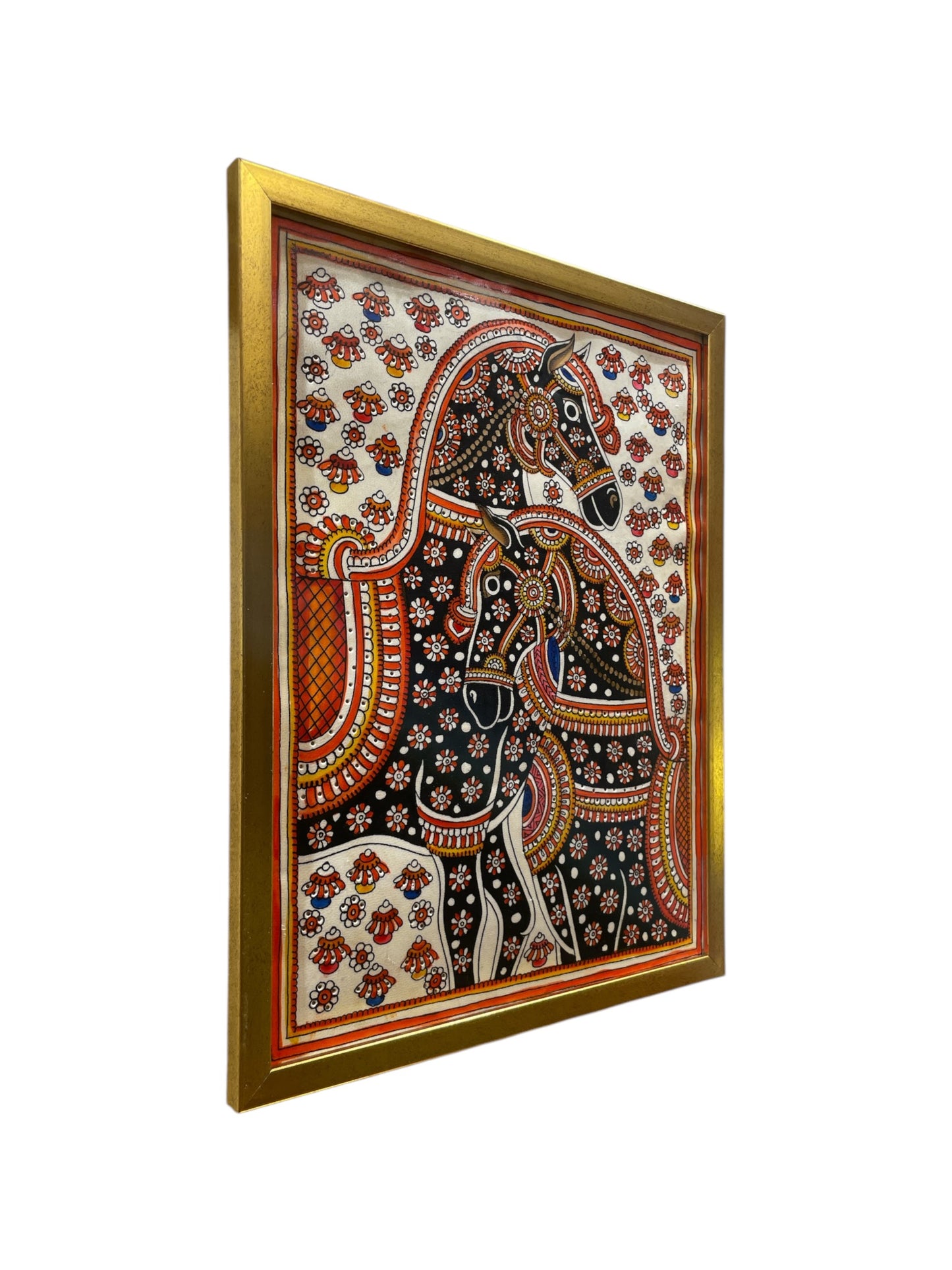 Authentic Handpainted Two Horses with Resin frame