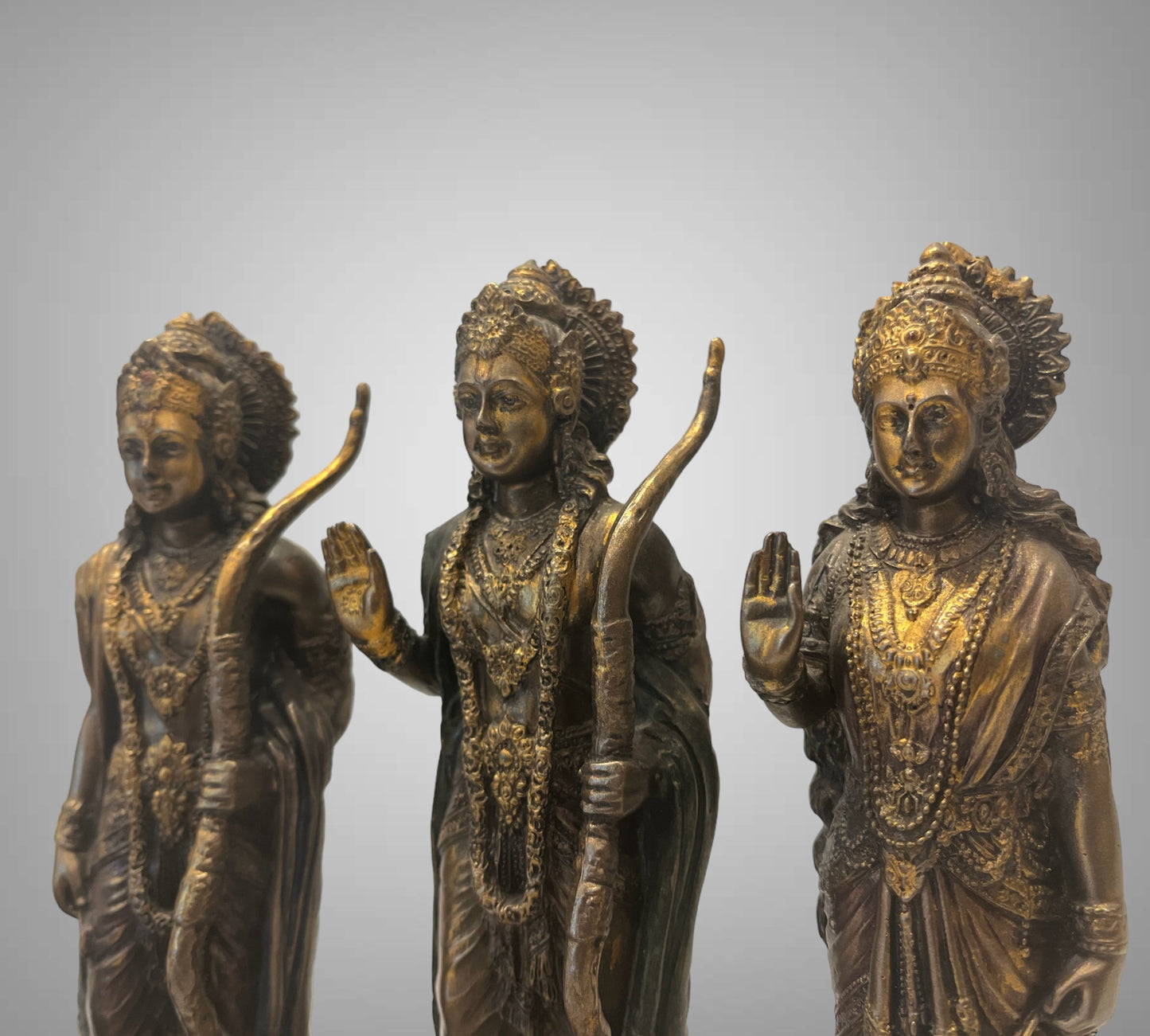 Bronze Ram Darbar Statue with Rama, Laxmana, Devi Sita, and Hanuman Murti.