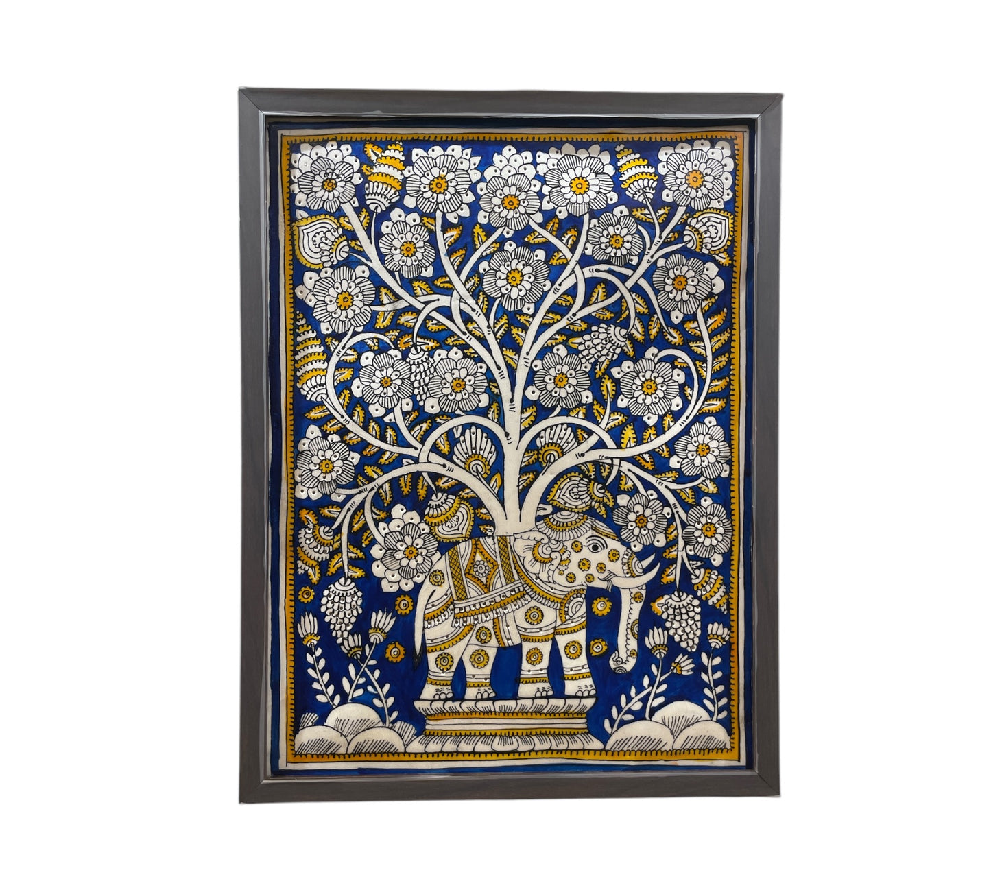 Authentic Handpainted Elephant & tree with Resin frame