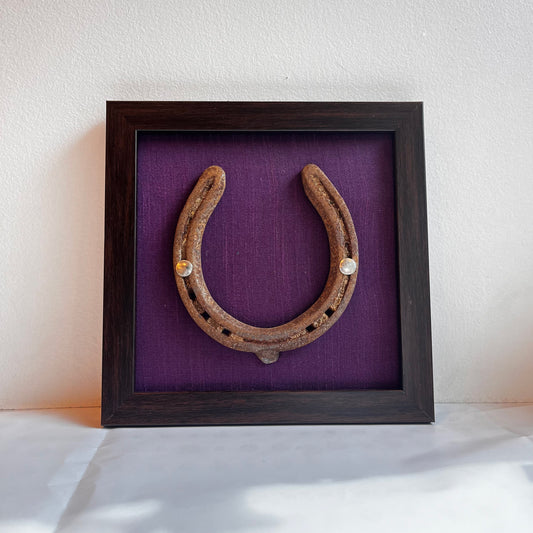 Good Luck Horse Shoe with Purple silk background