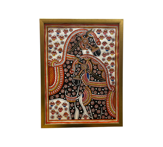 Authentic Handpainted Two Horses with Resin frame