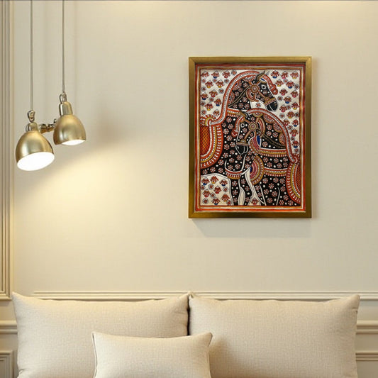 Authentic Handpainted Two Horses with Resin frame