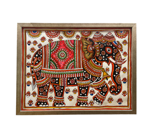 Authentic Handpainted Elephant with Resin Frame