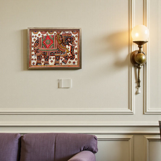 Authentic Handpainted Elephant with Resin Frame