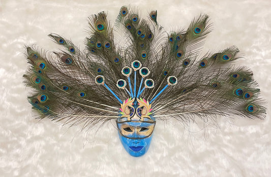 Venetian Mask with Peacock Feather - Wall Decor
