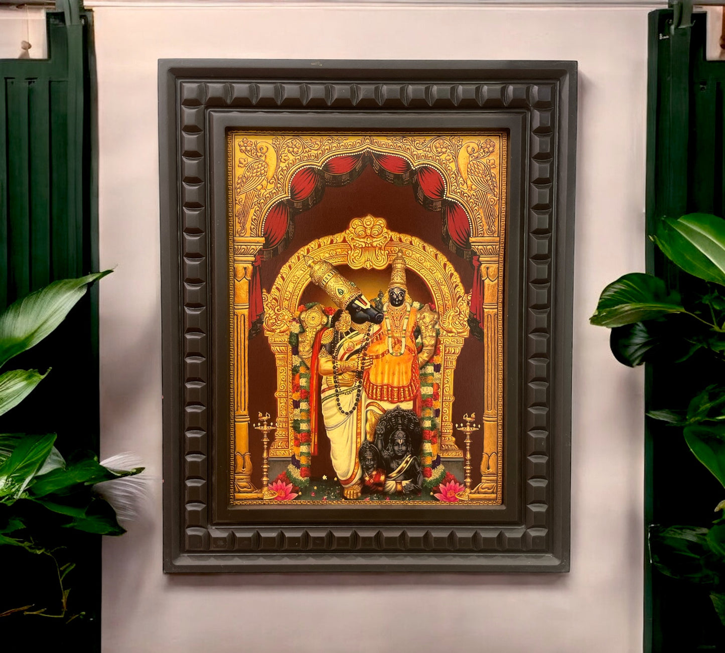 Bhoo Varaha Swamy Gold leafed art in Wooden frame