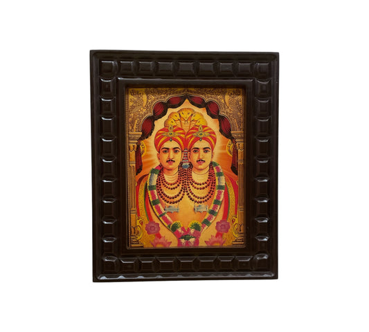 Sharana Basaveshwara Devasthana Gold Foiled Art in Wooden Frame