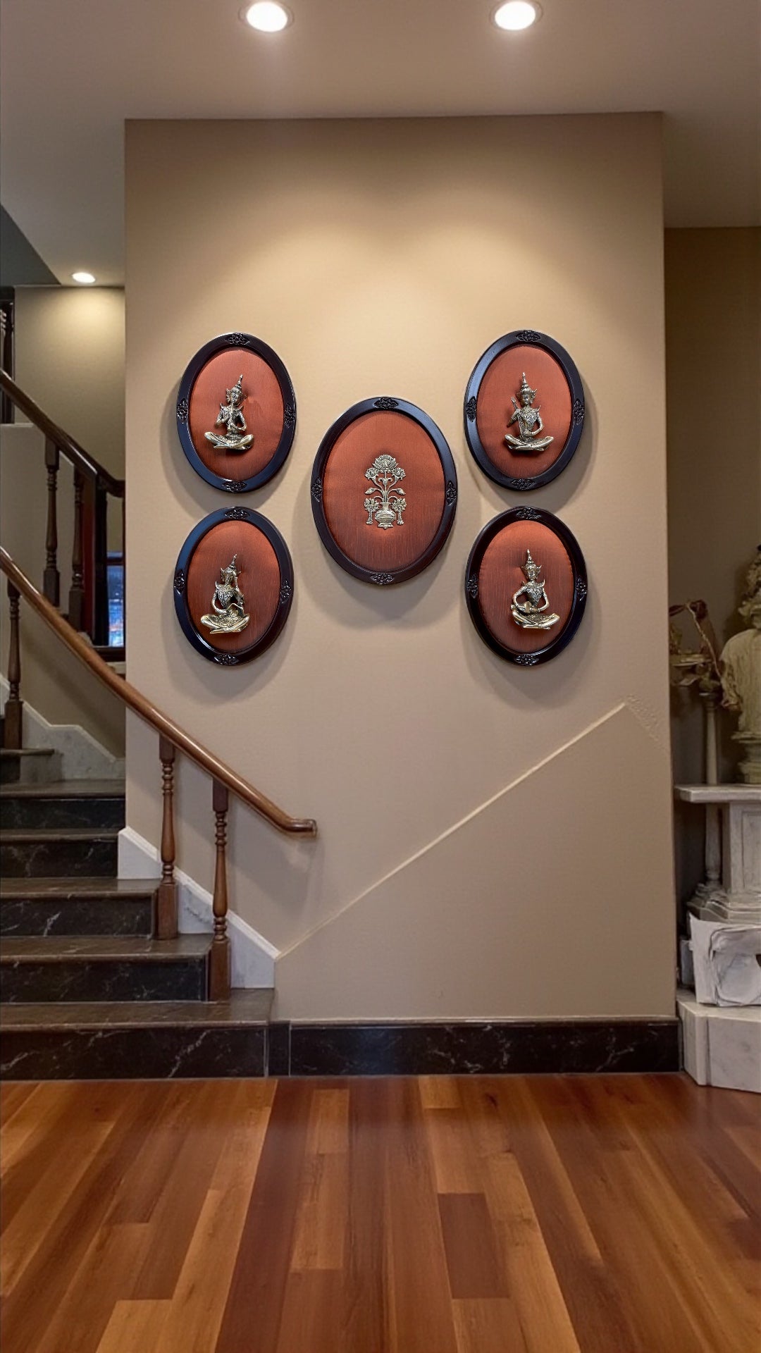 Brass 4 Musicians with Flower Vase Centerpiece Wall Art Set