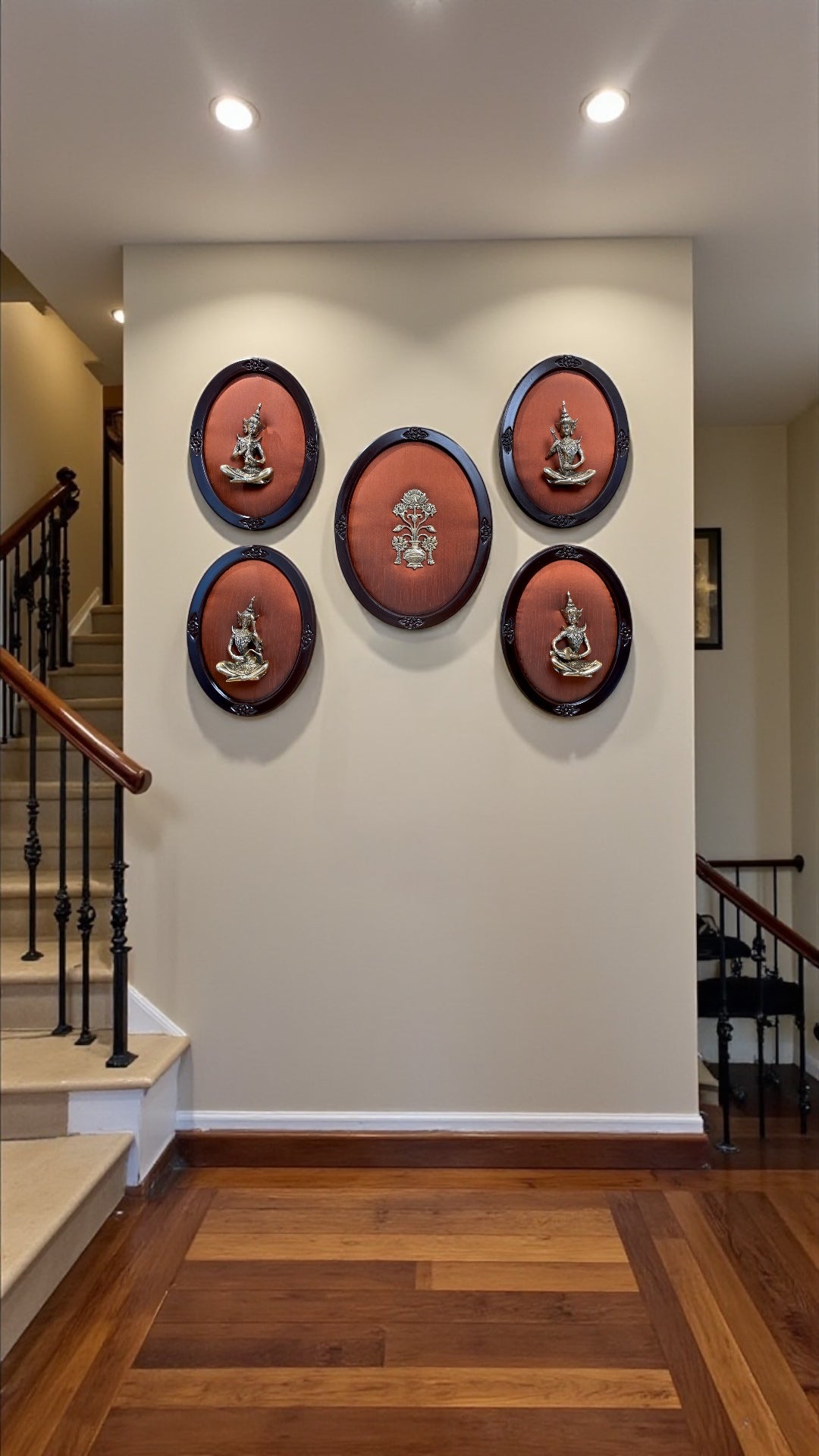 Brass 4 Musicians with Flower Vase Centerpiece Wall Art Set