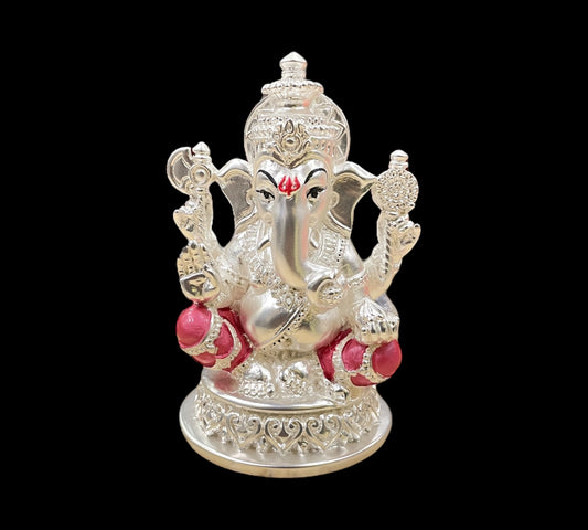 Silver Ganesha small pink