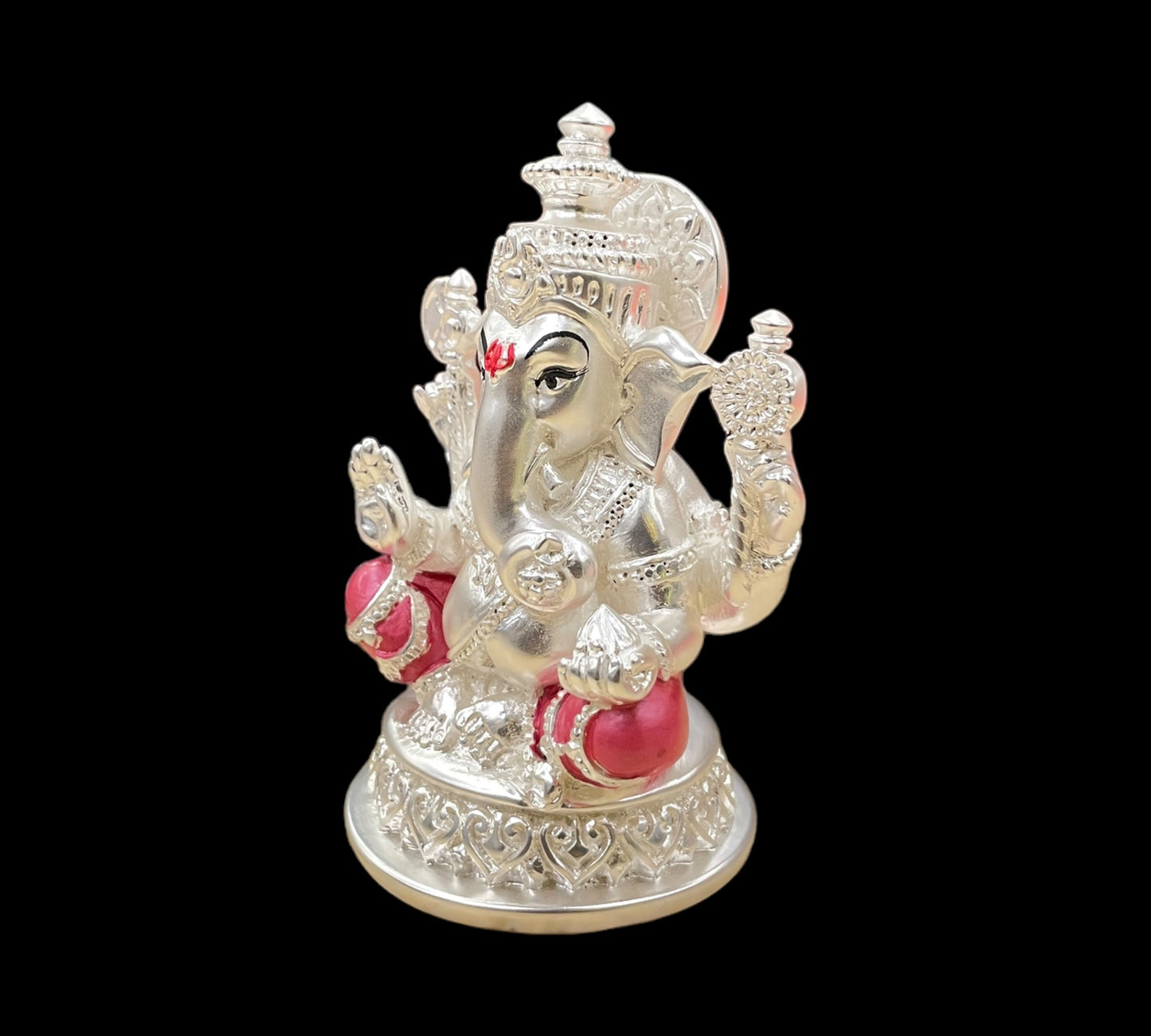 Silver Ganesha small pink