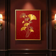 Golden Flower Design Luxury Home Décor Frame- Premium Titanium Metal Wall Art.