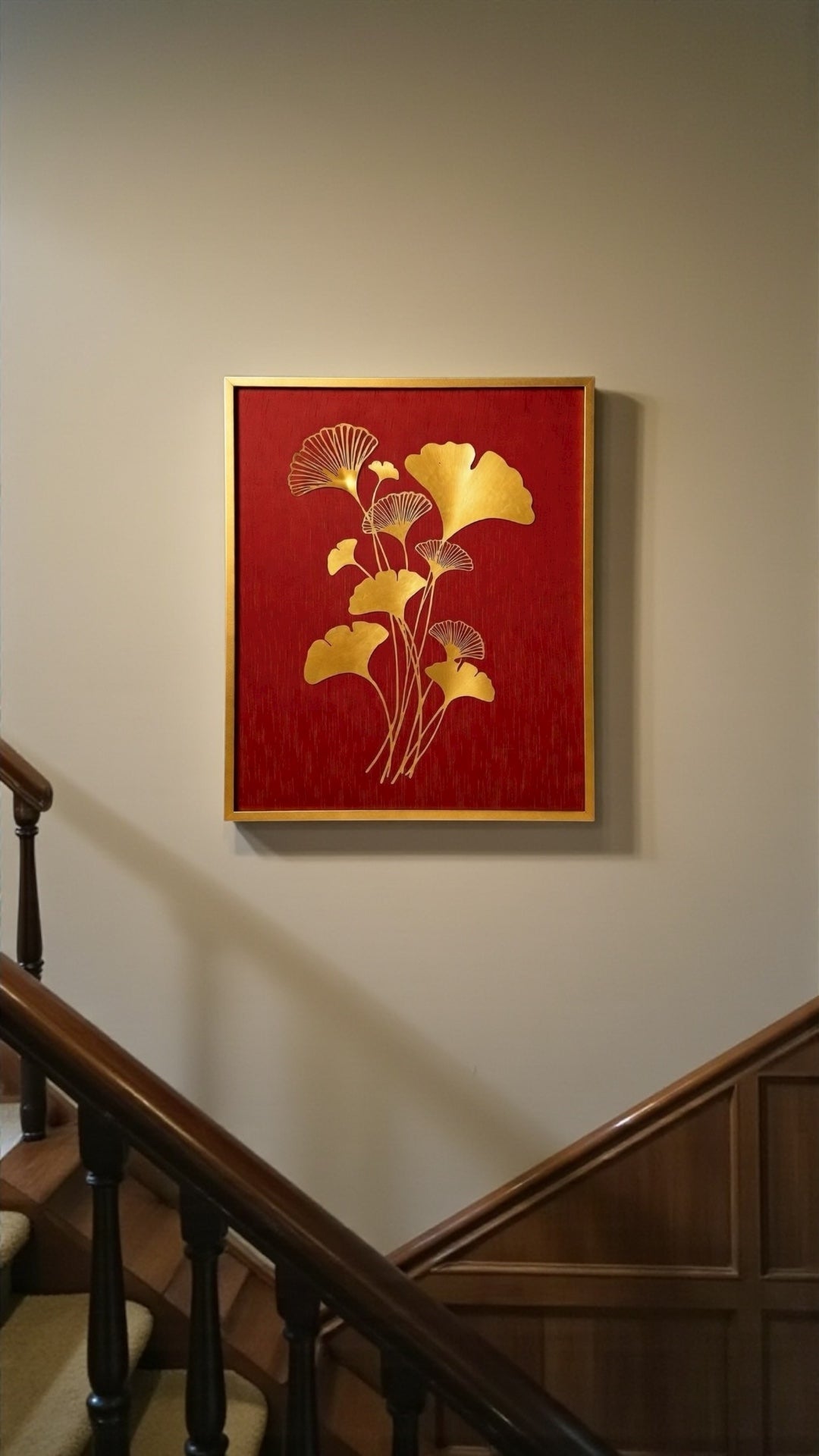 Golden Flower Design Luxury Home Décor Frame- Premium Titanium Metal Wall Art.