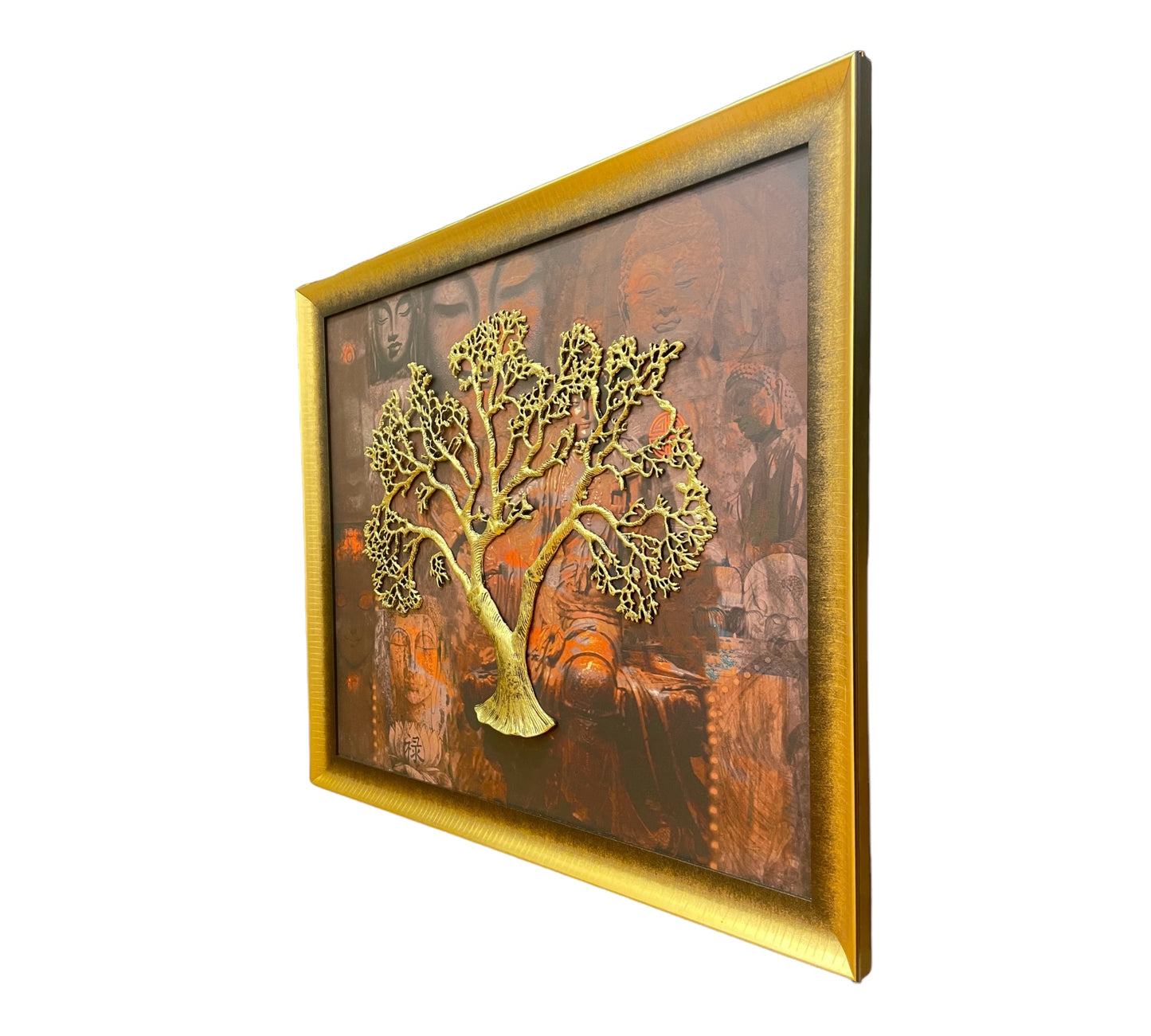 Tree of Life - Buddha Kalpavriksha Tree in Gold and Gold Frame