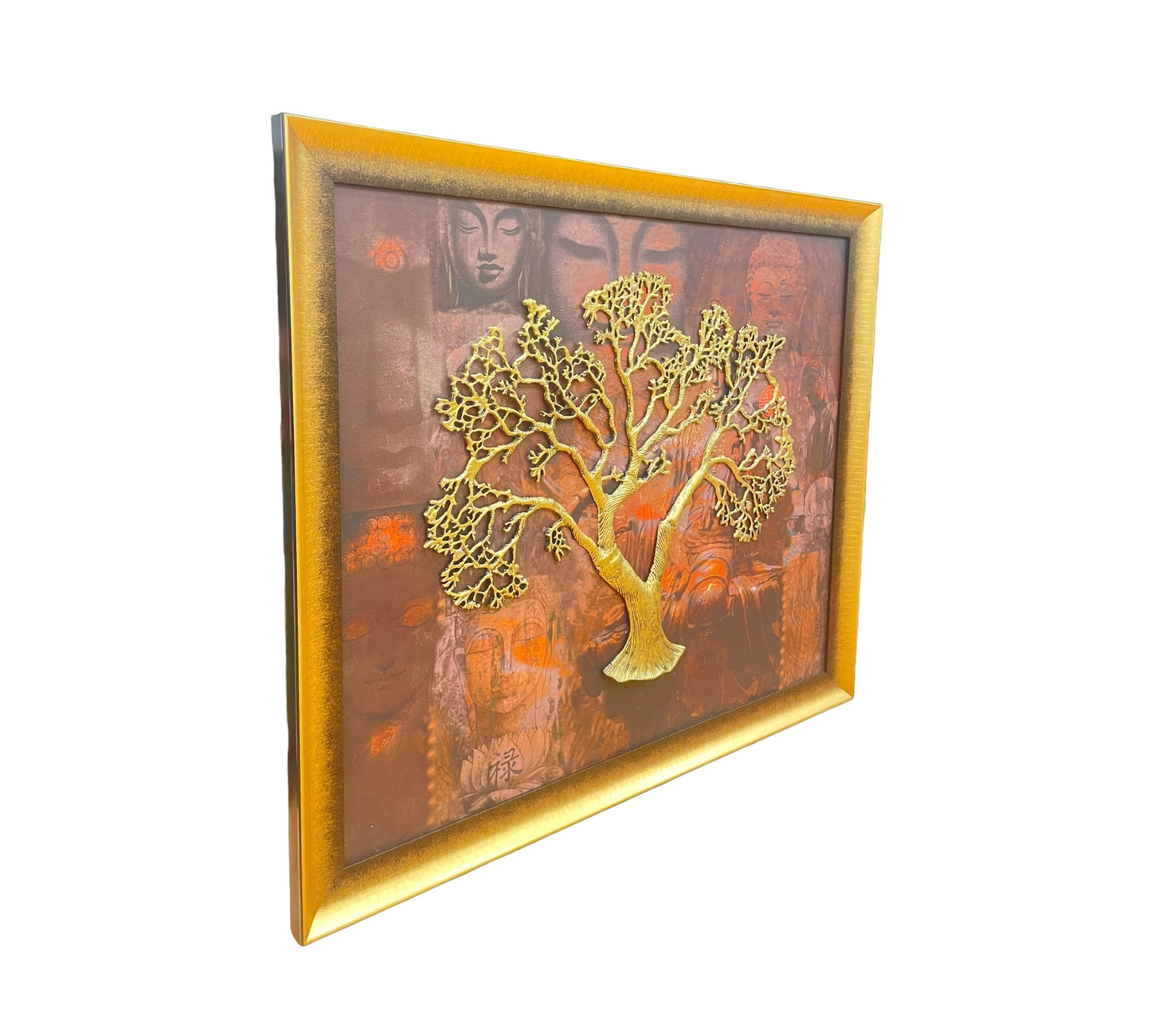 Tree of Life - Buddha Kalpavriksha Tree in Gold and Gold Frame