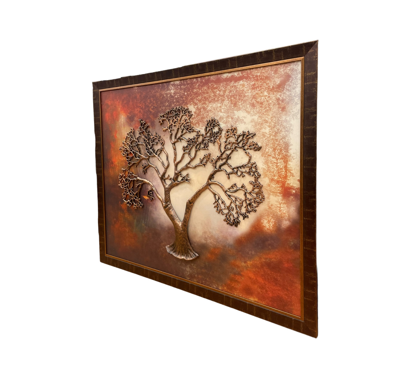 Tree Of Life - Copper Kalpavriksha Tree in Gold and Brown Frame