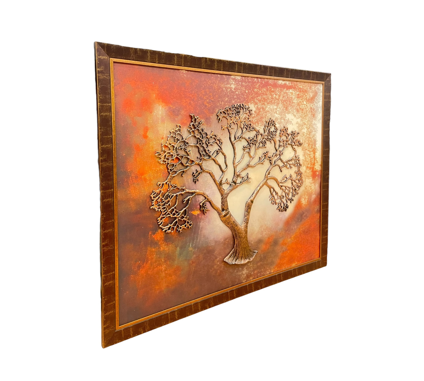 Tree Of Life - Copper Kalpavriksha Tree in Gold and Brown Frame