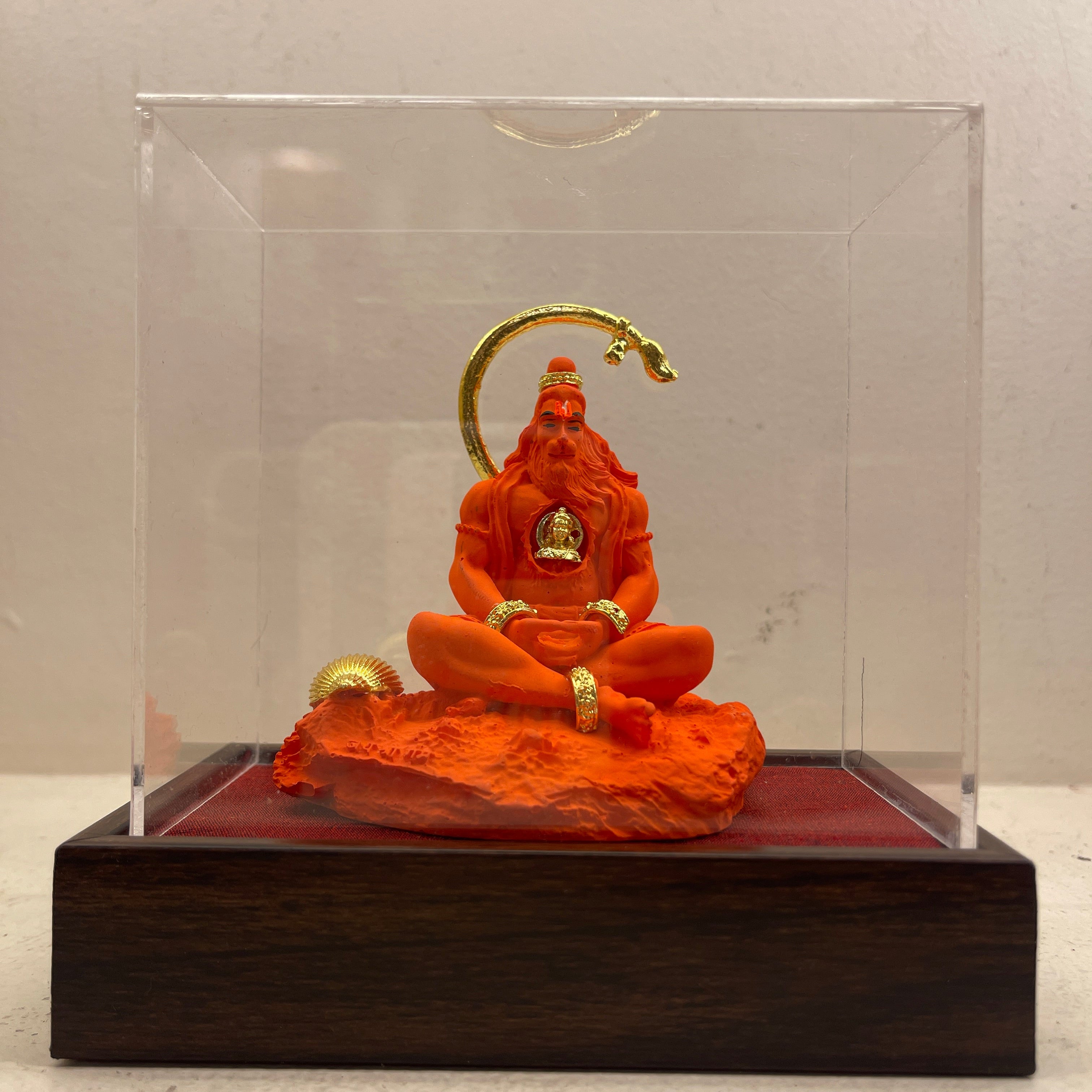 Meditating Lord Hanuman Idol – Porcelain with Metal Embellishments