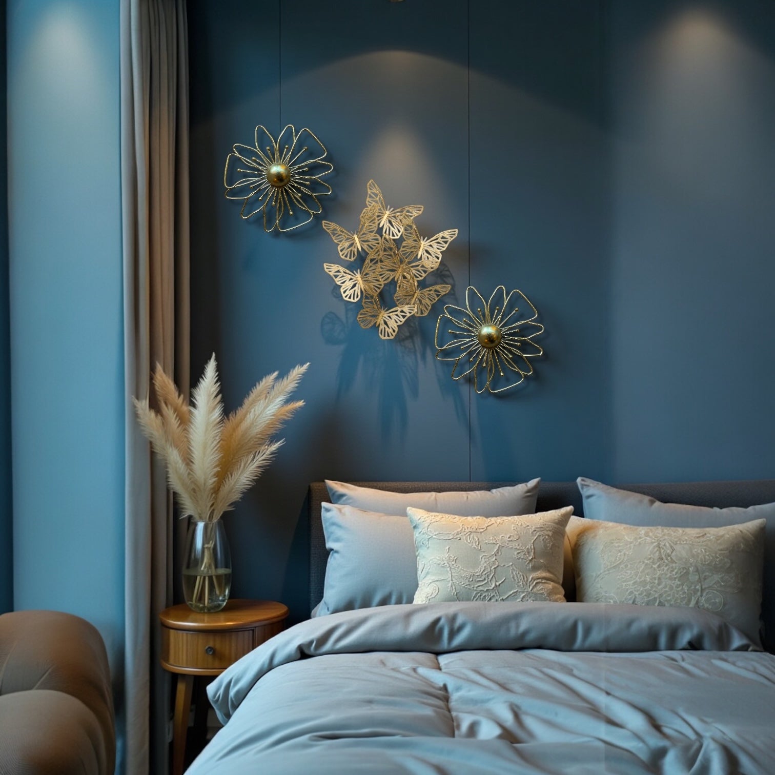 Mild Steel Butterfly & Floral Wall Art for Powder room | Elegant Modern Metal Wall Decor