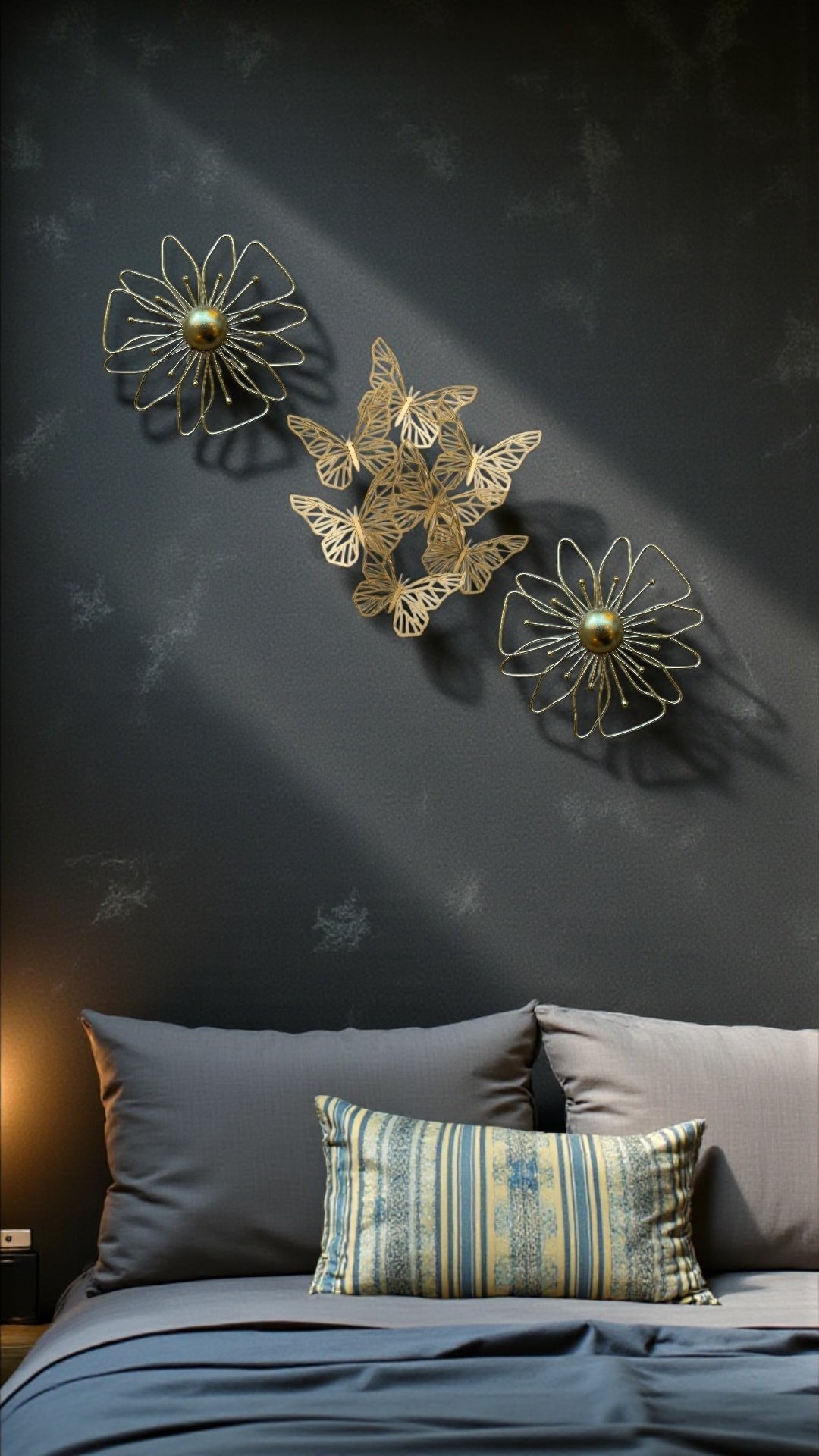 Mild Steel Butterfly & Floral Wall Art for Powder room | Elegant Modern Metal Wall Decor