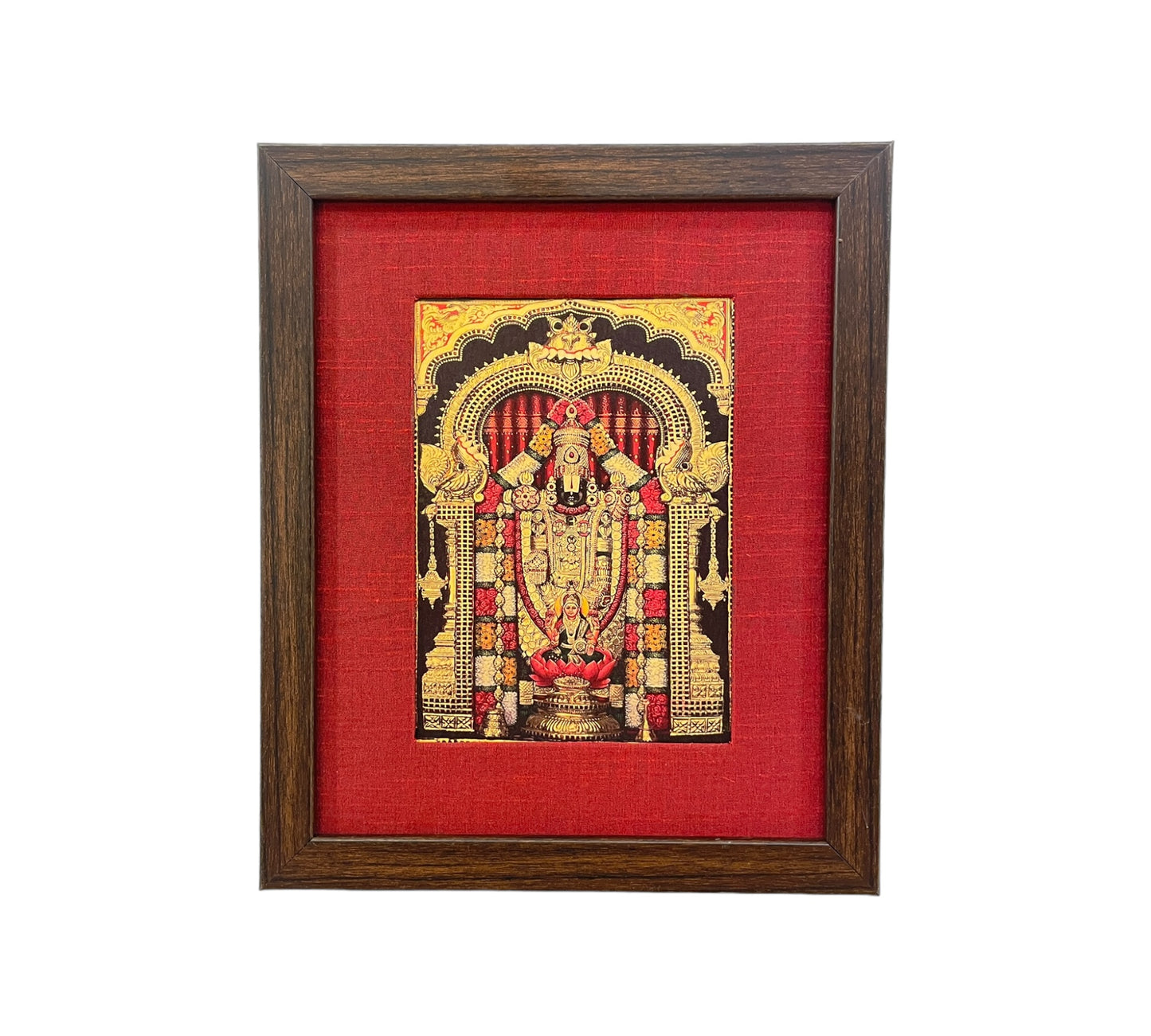 Tirupati Balaji  22 Carat Gold Foil Photo with molded Brown Frame