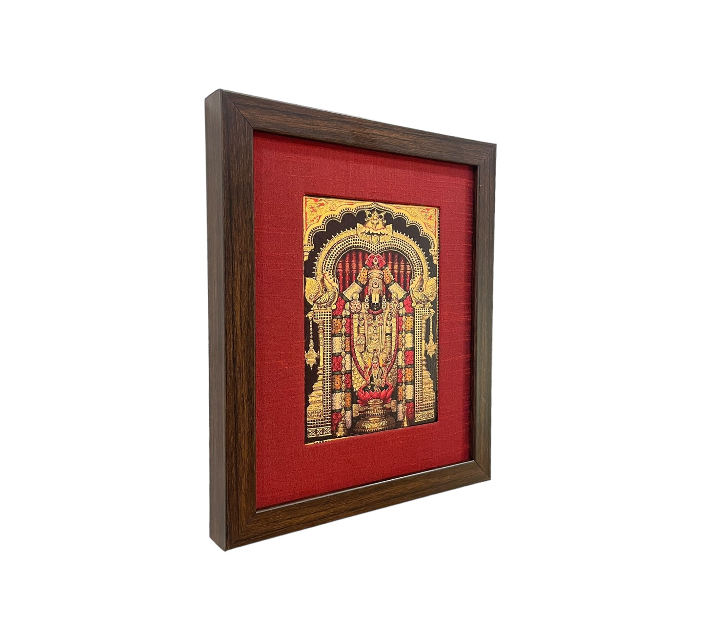 Tirupati Balaji  22 Carat Gold Foil Photo with molded Brown Frame