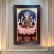 Goddess Lakshmi Gold Leaf Art in Wooden Frame
