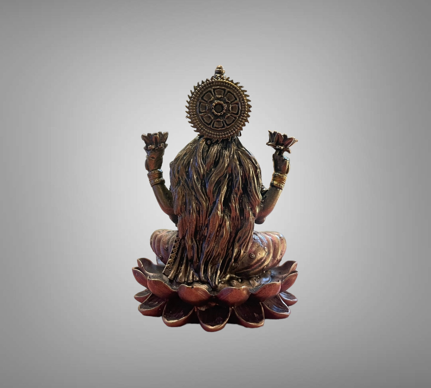 Bronze Lakshmi Devi Seated on Lotus Sculpture