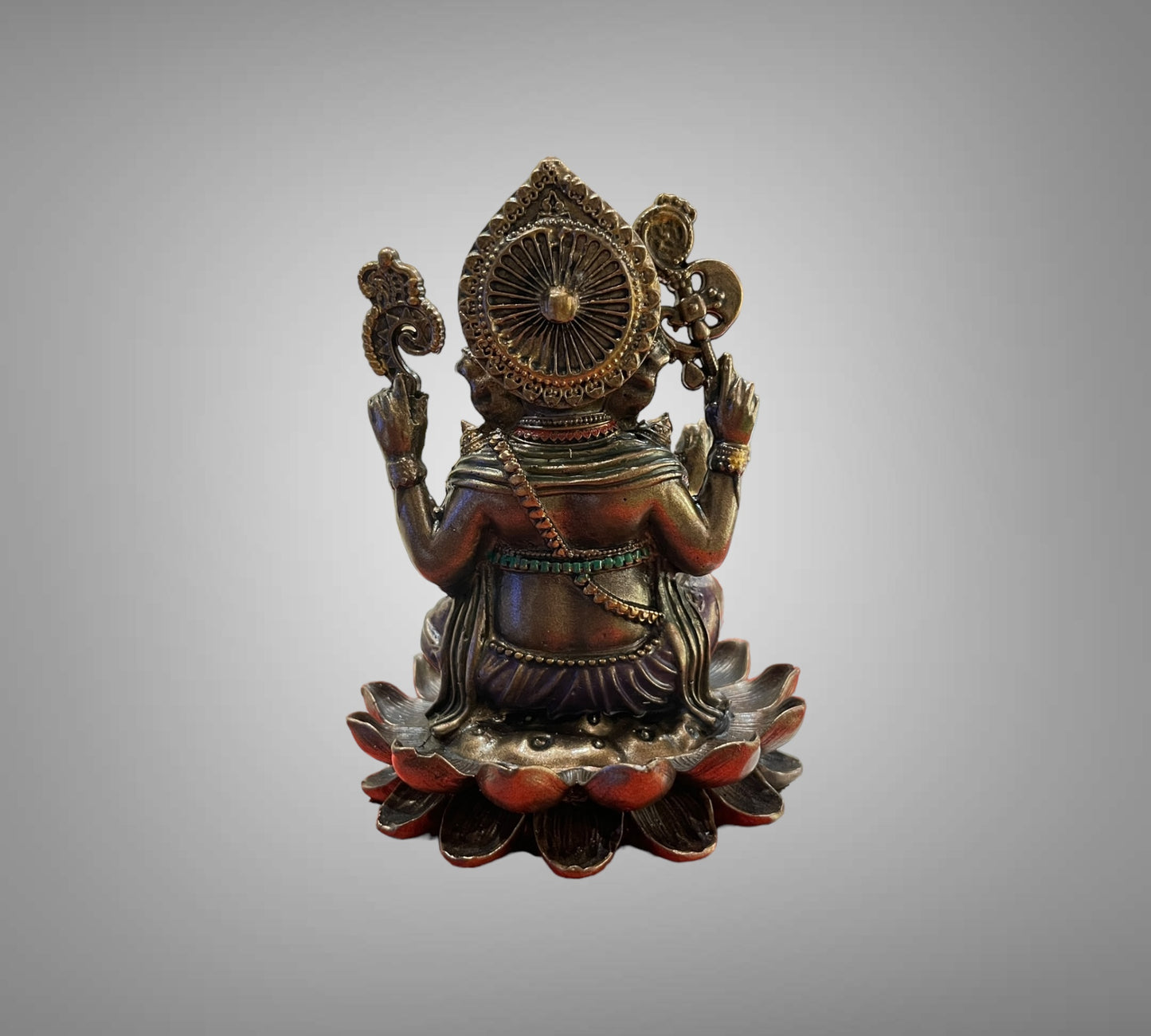 Bronze Ganesha Seated on Lotus Sculpture