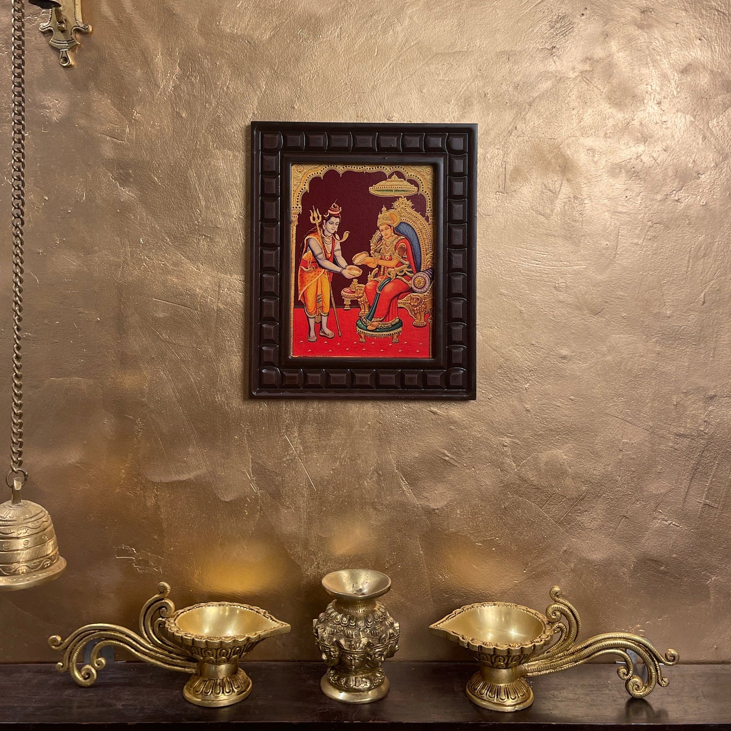Shiva & Annapurna Gold Leafed Art With Wooden Frame