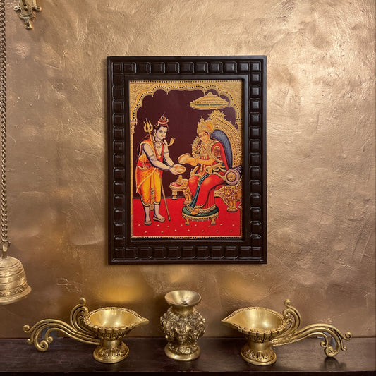 Shiva & Annapurna Gold Leafed Art With Wooden Frame