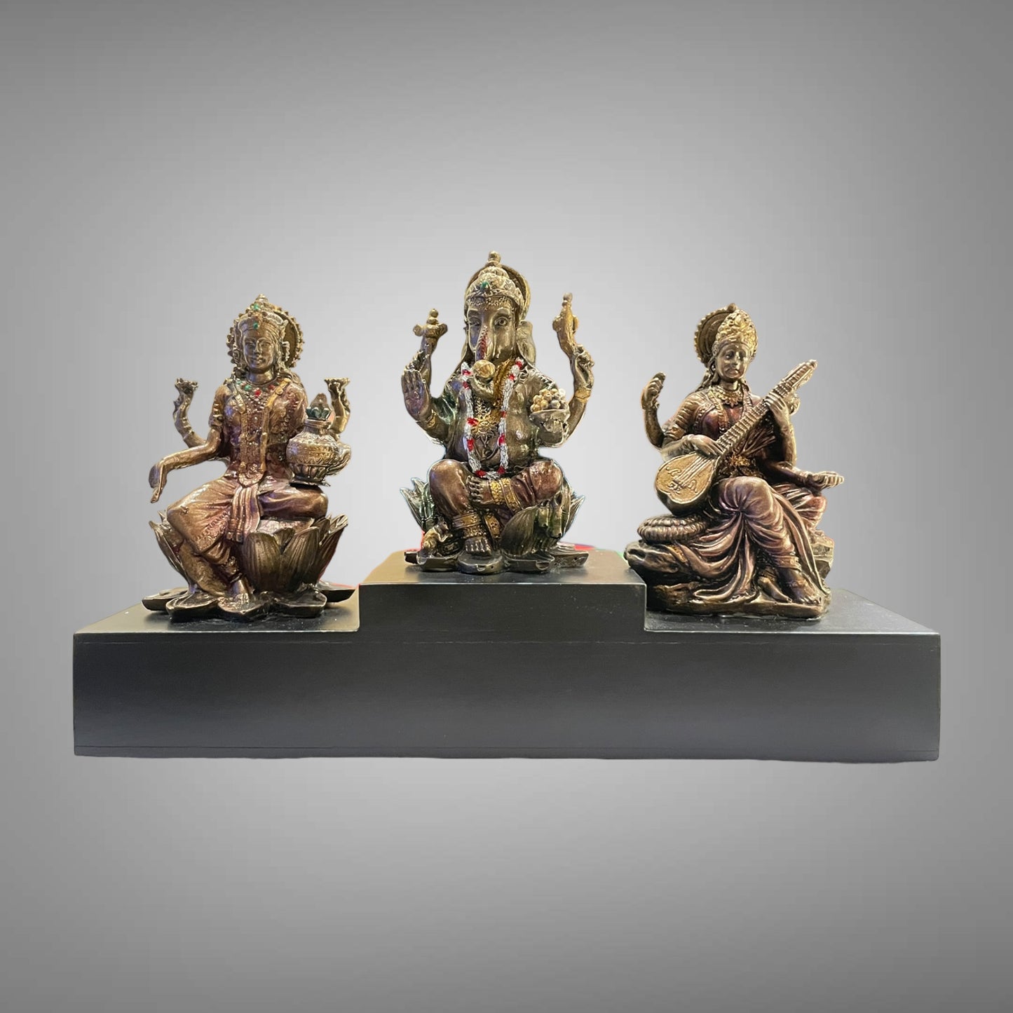 Bronze Lakshmi,Ganesha,Saraswathi (A Divine Trio)