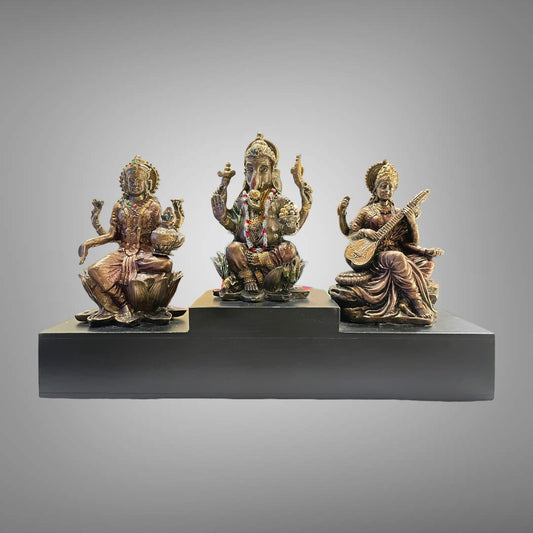 Bronze Lakshmi,Ganesha,Saraswathi (A Divine Trio)