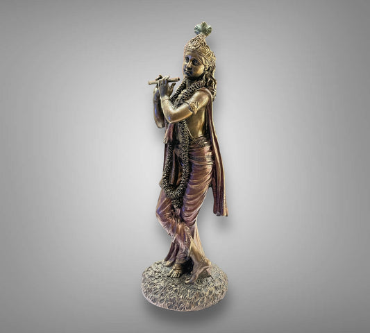 Divine Melody: Bronze Krishna Sculpture