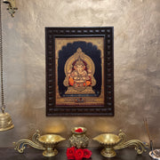 Shri Ganesha -5 Gold Leafed Artwork with Polished Engineered Wooden Frame
