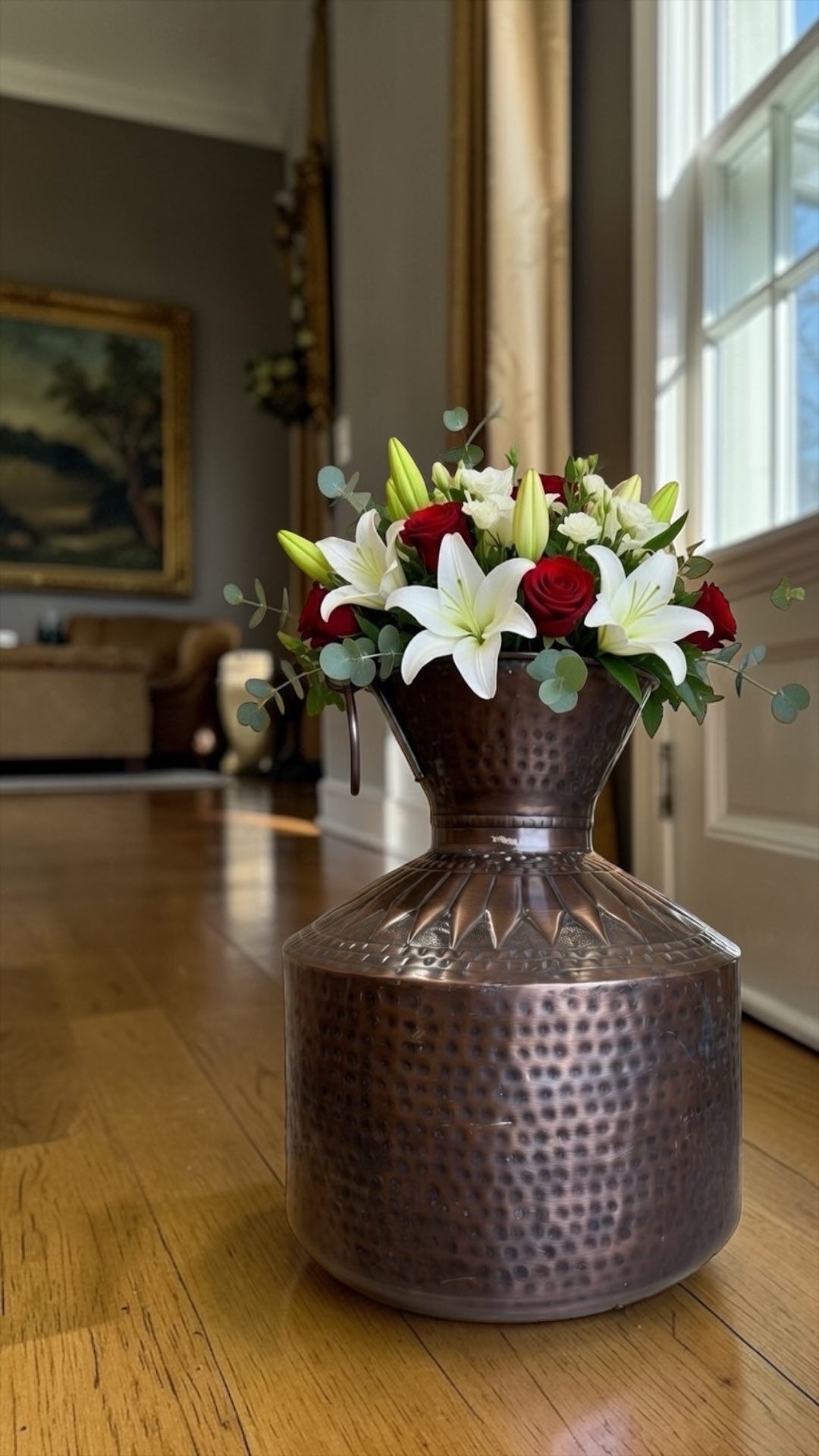 Elegant Mild Steel Copper Look Pot | Decorative Vintage Style Metal Vase for Home Decor.