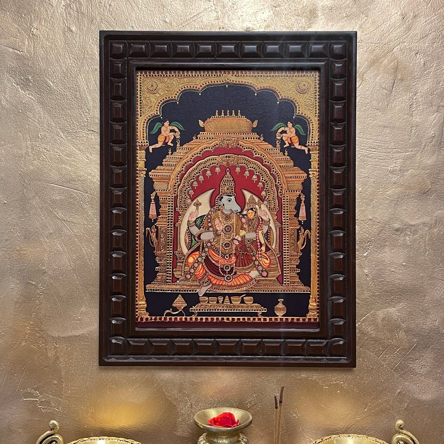 Lord Hayagriva Gold-Leafed Tanjore Style Artwork