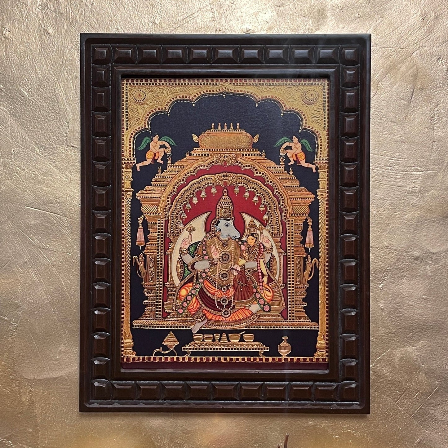 Lord Hayagriva Gold-Leafed Tanjore Style Artwork