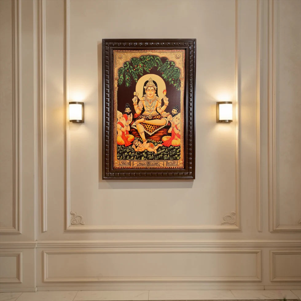 Gold Leafed Dakshinamurthy in Wooden frame
