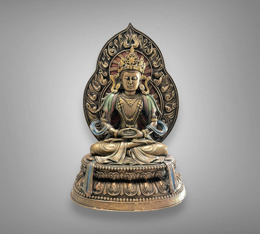 Transcendent Majesty: Bronze Crown Buddha Sculpture
