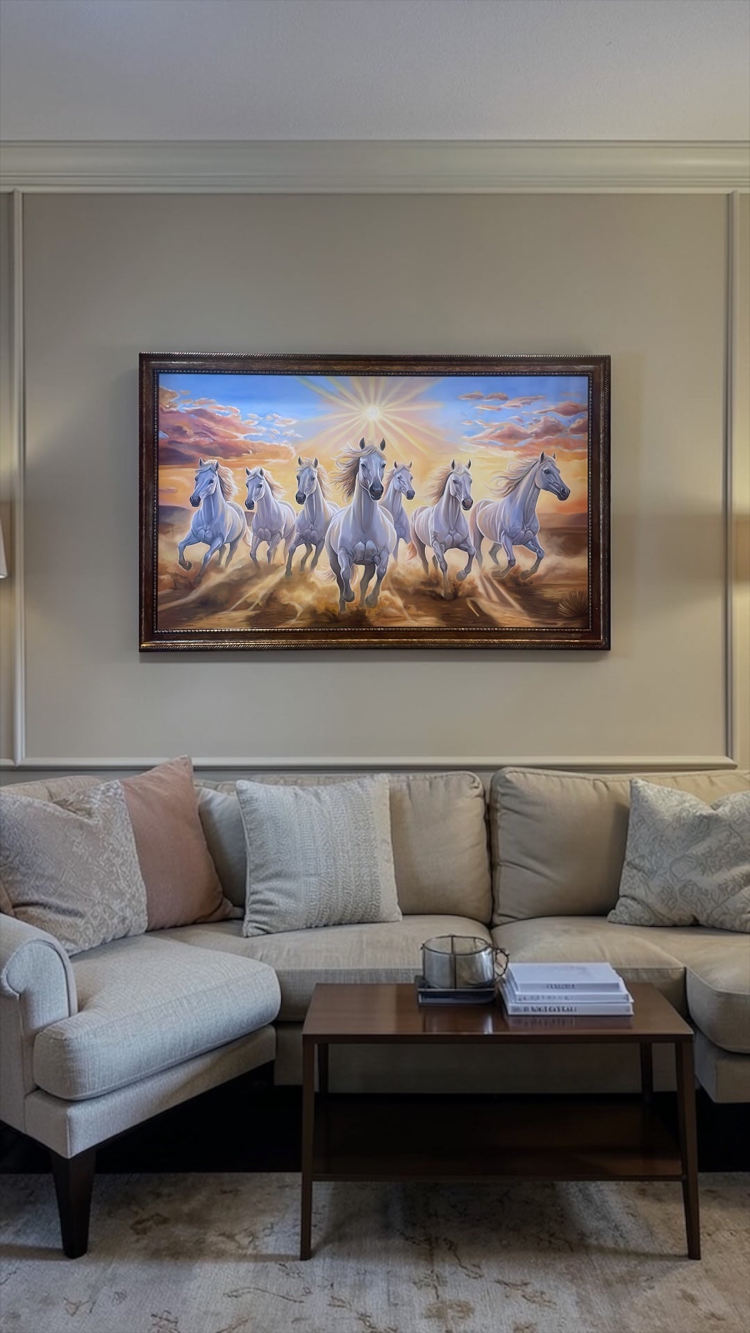 7 Running Horses Original Hand Painting | Vastu Feng Shui Wall Art for Success & Prosperity.
