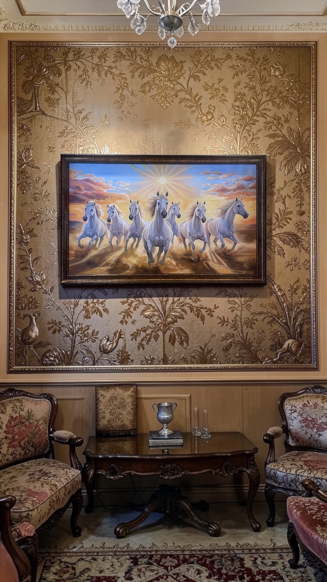 7 Running Horses Original Hand Painting | Vastu Feng Shui Wall Art for Success & Prosperity.