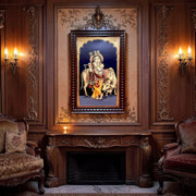 Krishna Gold Leafed Art with Wooden Frame