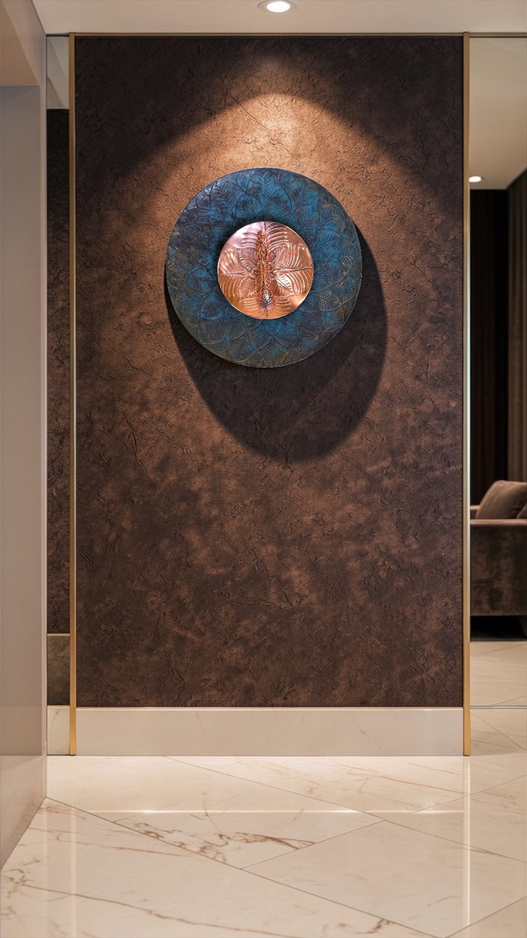 Mild Steel Green And Blue Patina Wall Art | Modern Metal Wall Decor for Luxury Interiors