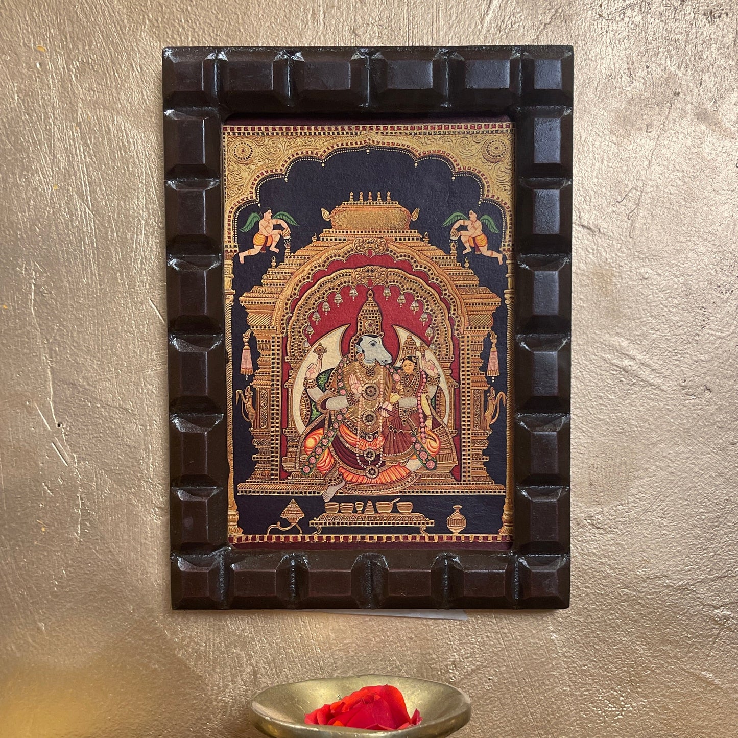 Lord Hayagriva Gold-Leafed Tanjore Style Artwork