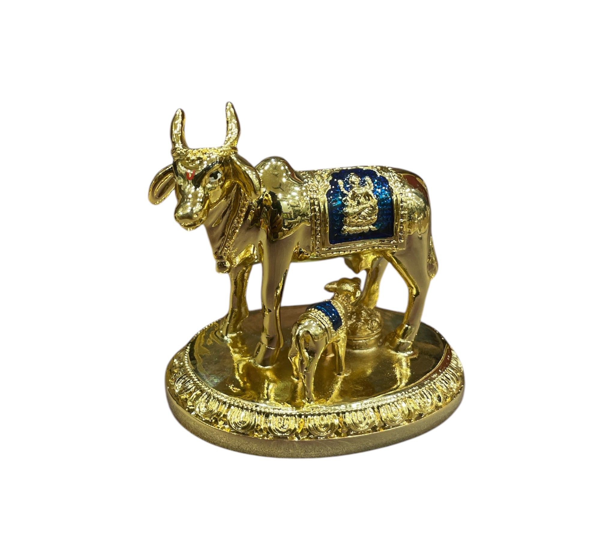 Kamadhenu Sterling Silver Gold plated with blue enamel work